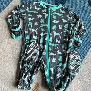 Kickee Pants Zip Up Footie 6-9 months Domestic Animal Print Gray
